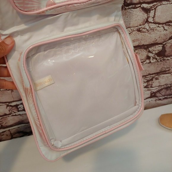 ❤️SOLD❤️Estee Lauder Pink Cosmetics Travel Hanging Bag 2 Compartments - Picture 3 of 4